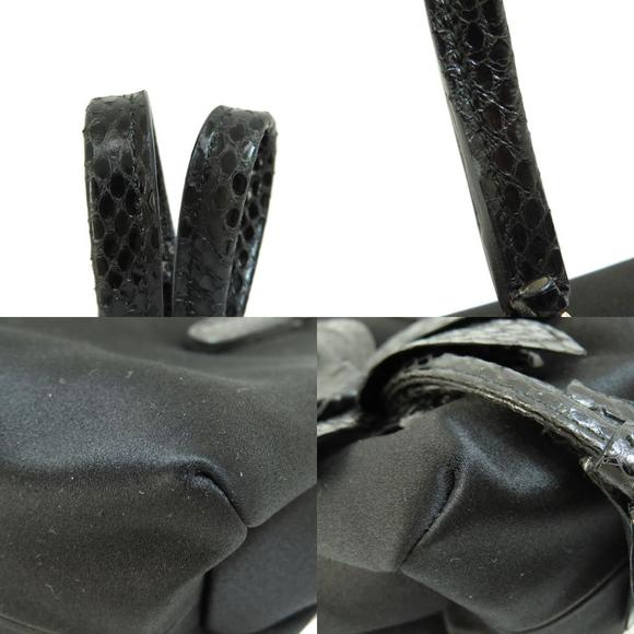 Gucci Mini Bag Flower Motif Handbag Satin Black - Picture 8 of 9